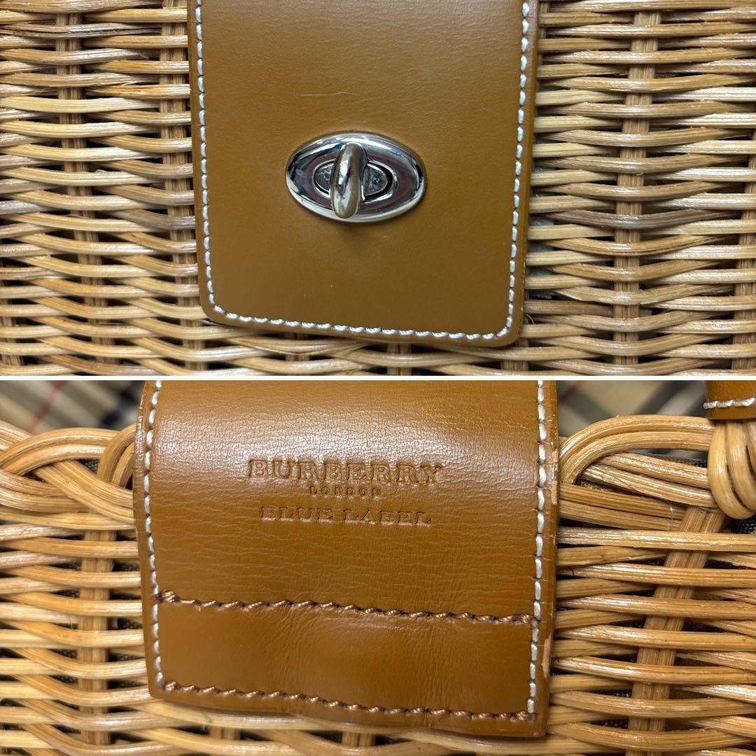 極美品☆【バーバリー　ブルーレーベル】カゴ　バッグ　ノバチェック　レザー