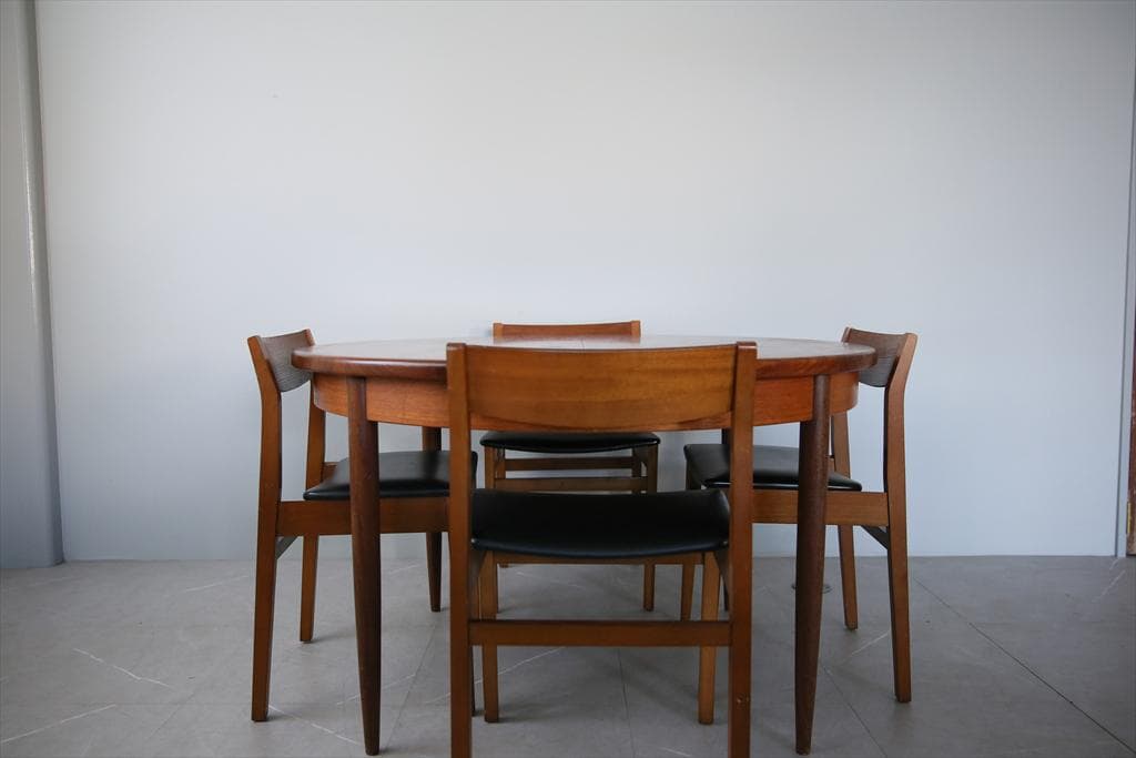 英国ヴィンテージチーク古木ダイニングチェア/椅子イス/モダン(92-259-2)