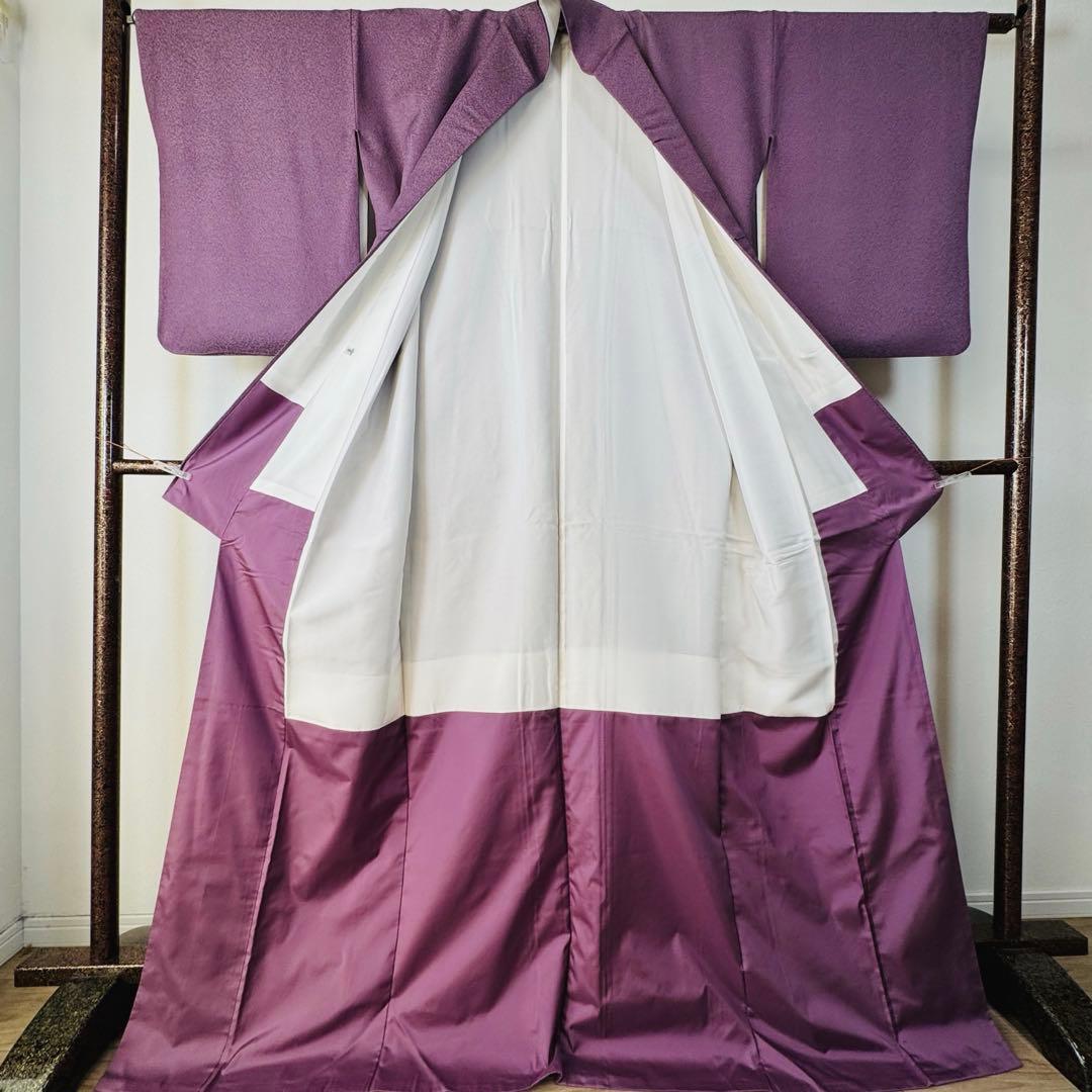 超美品　正絹　小紋　和装　着物　袷　176裄69 トール　一紋　江戸小紋　紫