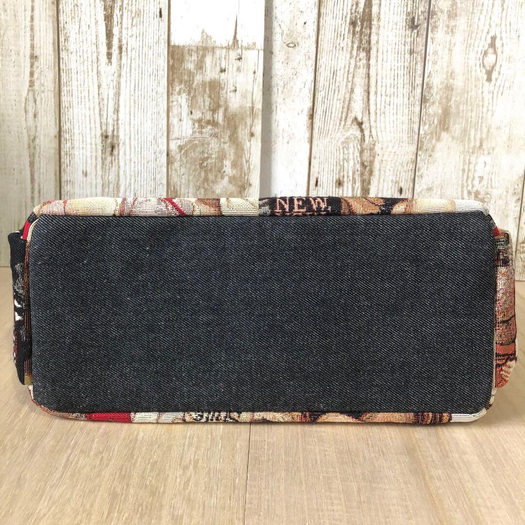 ACHACO　トートバッグ　ハンドメイド　ブラック　ゴールド【新品デニム】