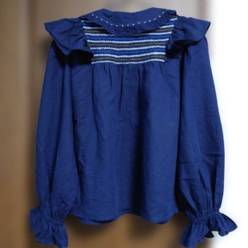 SEA NEW YORK スモッキング 刺繍 フリル レース ブラウス