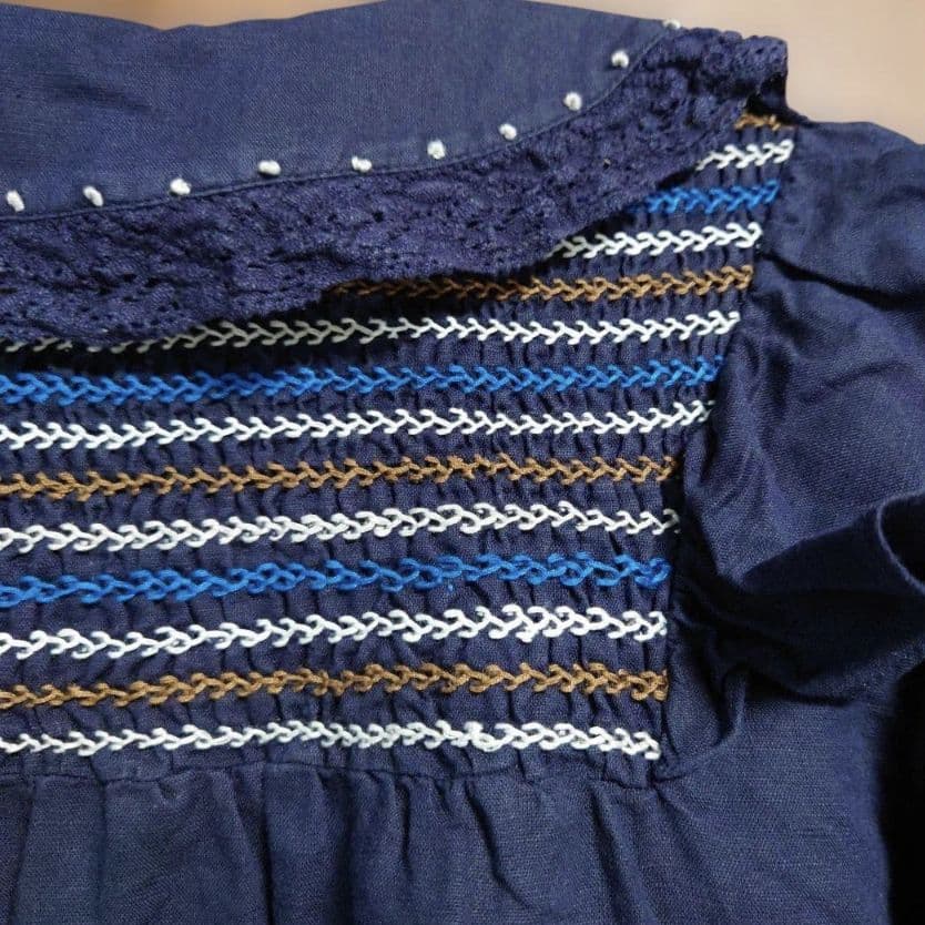 SEA NEW YORK スモッキング 刺繍 フリル レース ブラウス