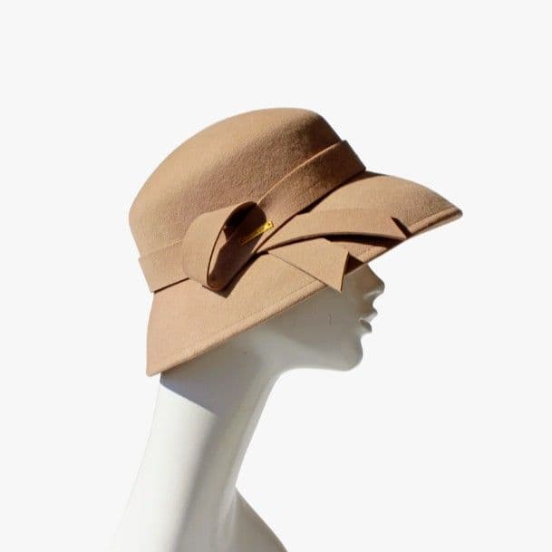 マキシン　リボン付きウールハット　ベージュ