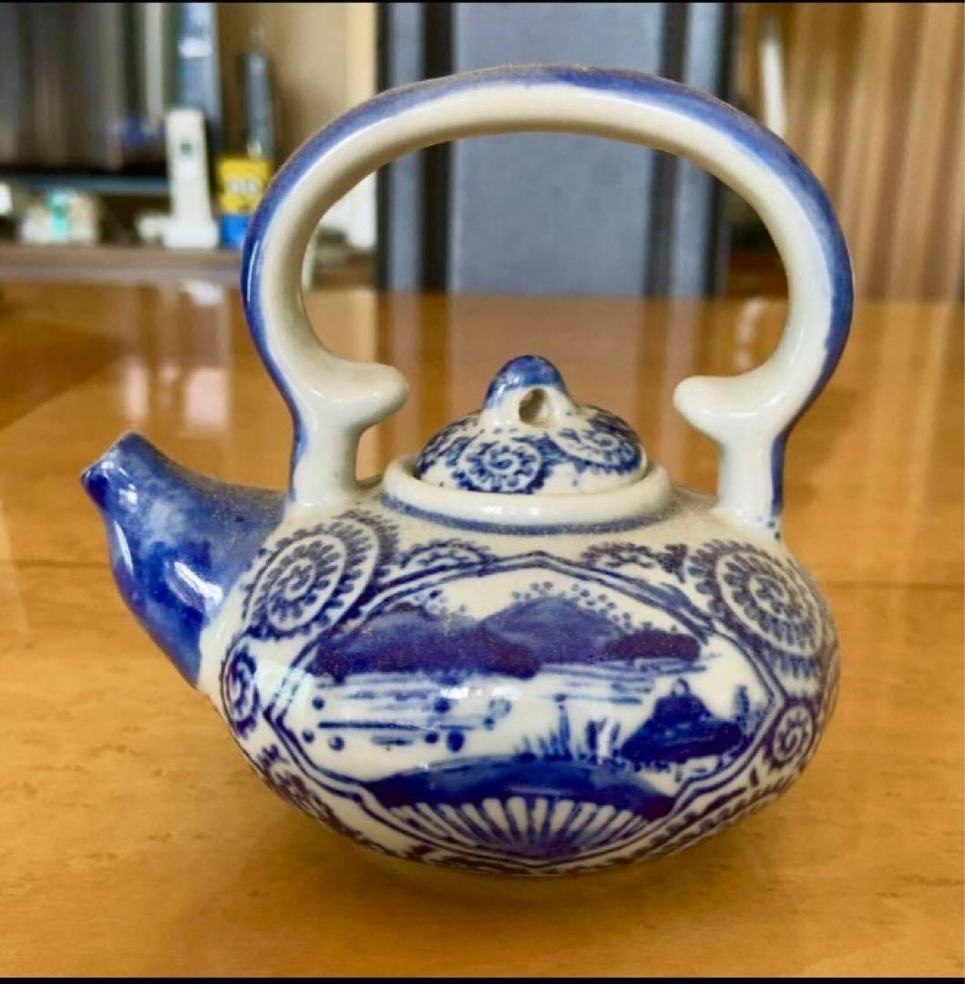 時代物　古伊万里　古い急須、蛸唐草、染付、煎茶