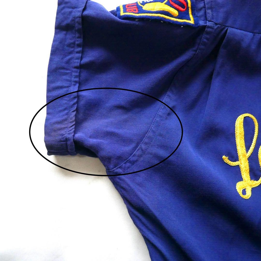 60s vintage ブルー　チェーンステッチ　レーヨン　ボーリングシャツ