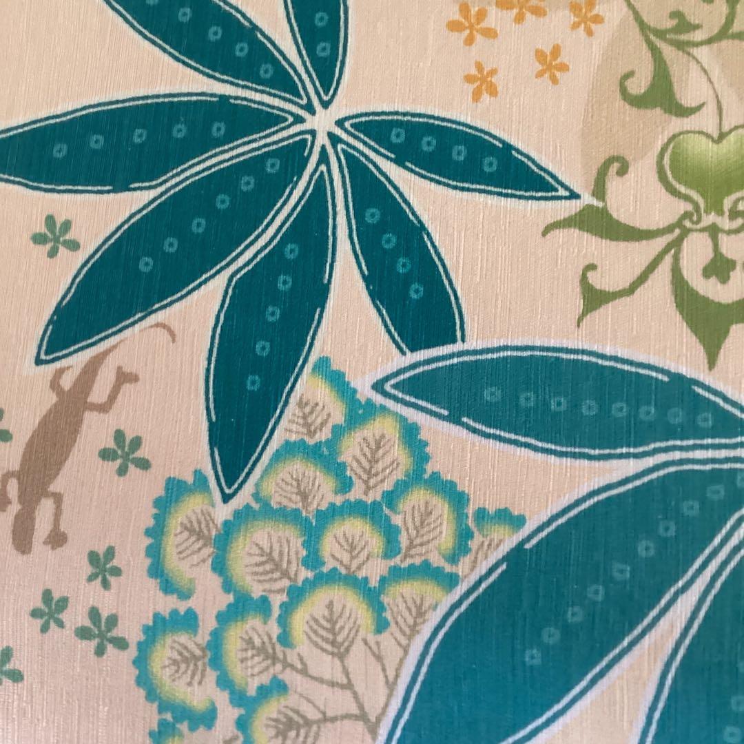 【工藤ちゃん】WAKKA 未使用半幅帯　南国の花々と鳥や蝶　正絹タグ付き