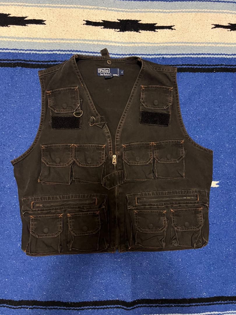 90s Polo Ralph Lauren フィッシングベスト　ブラック