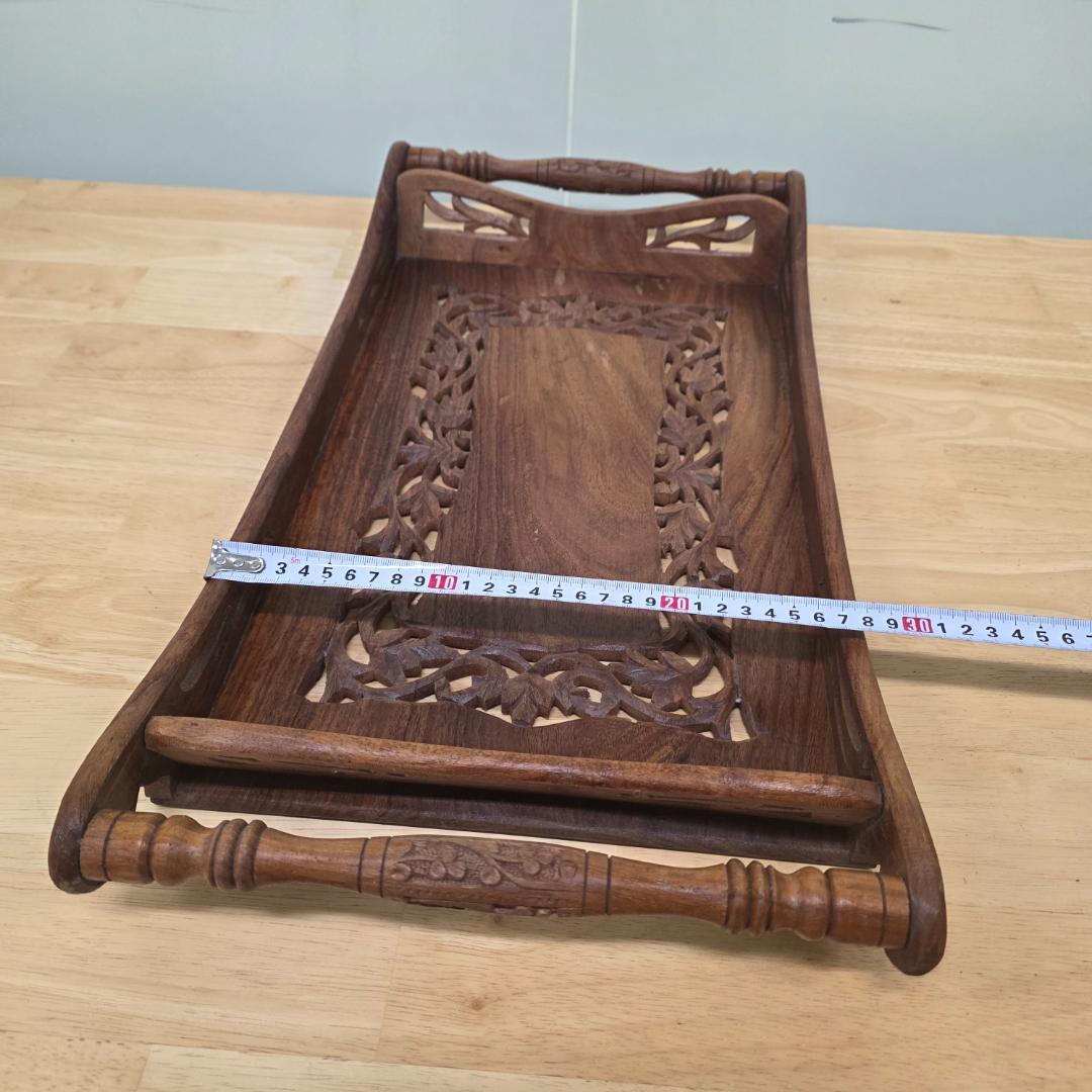アンティークトレイ 木製彫刻トレイ 木製トレー 木製おしぼりトレイ おしゃれ