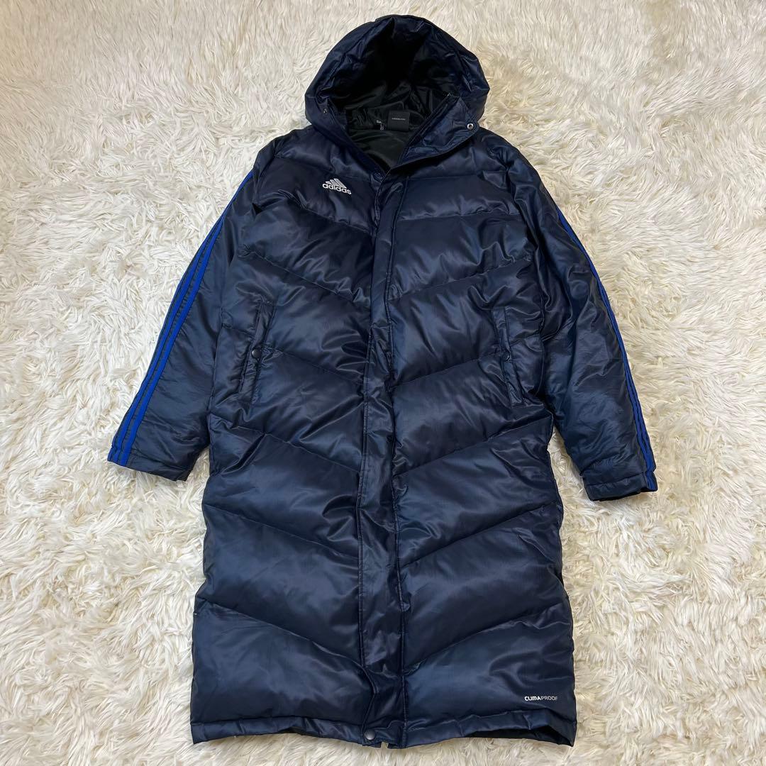 未使用級adidas アディダス ロングダウンコート ベンチコート M ネイビー