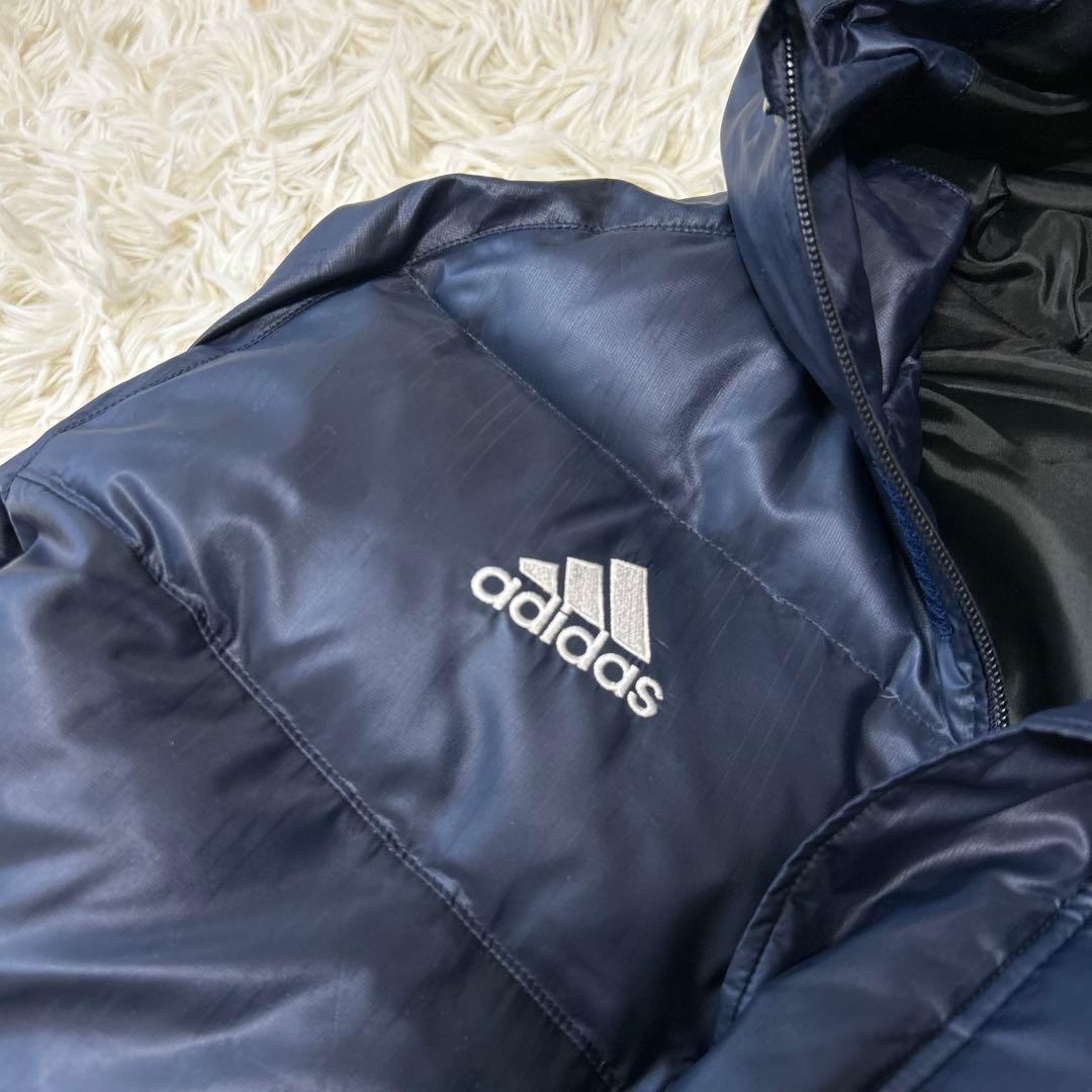 未使用級adidas アディダス ロングダウンコート ベンチコート M ネイビー
