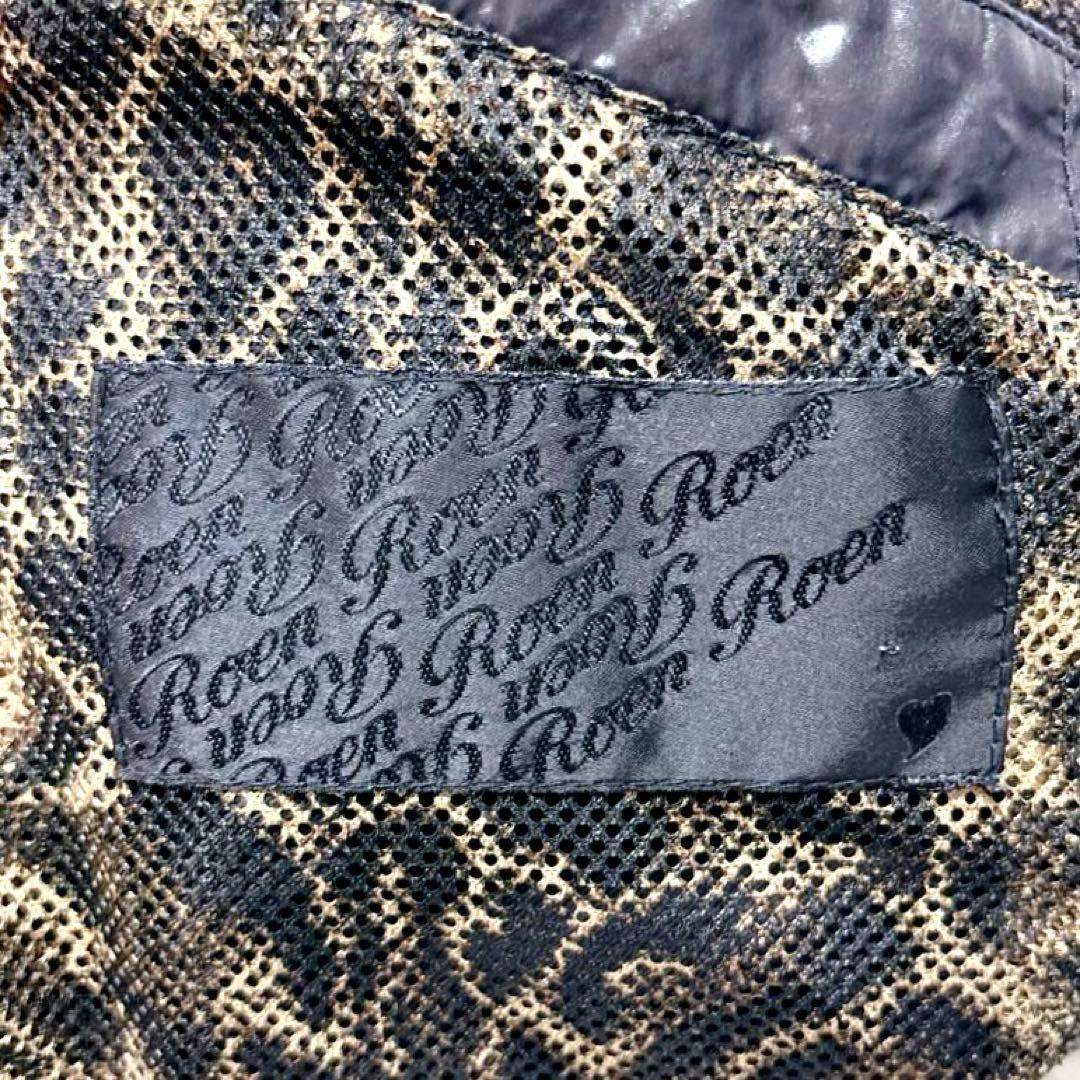 00s Roen ロエン ナイロンジャケット y2k 黒 レオパード柄 短丈 L