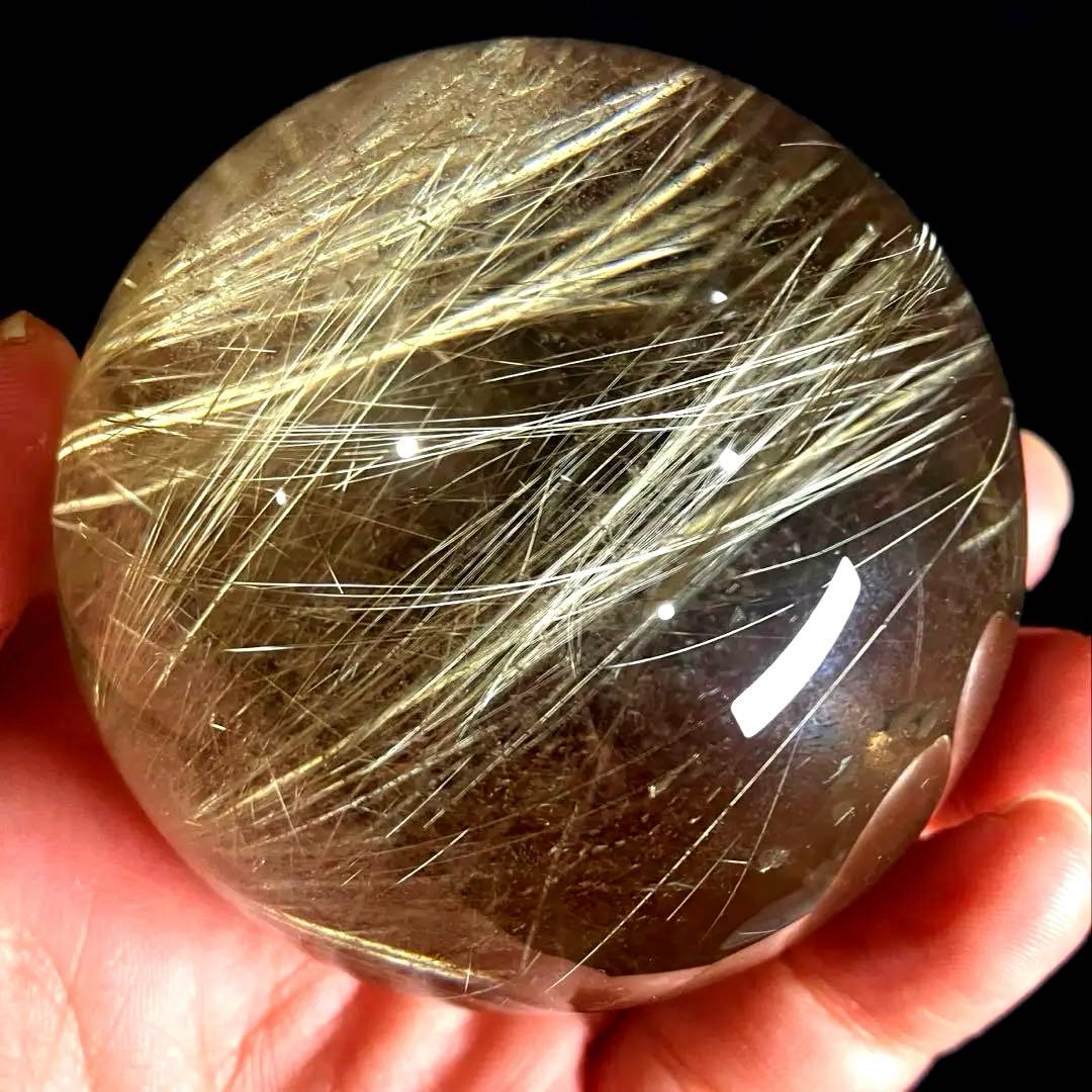 超大玉　62mm ゴールドルチルクォーツ　金針水晶　パワーストーン