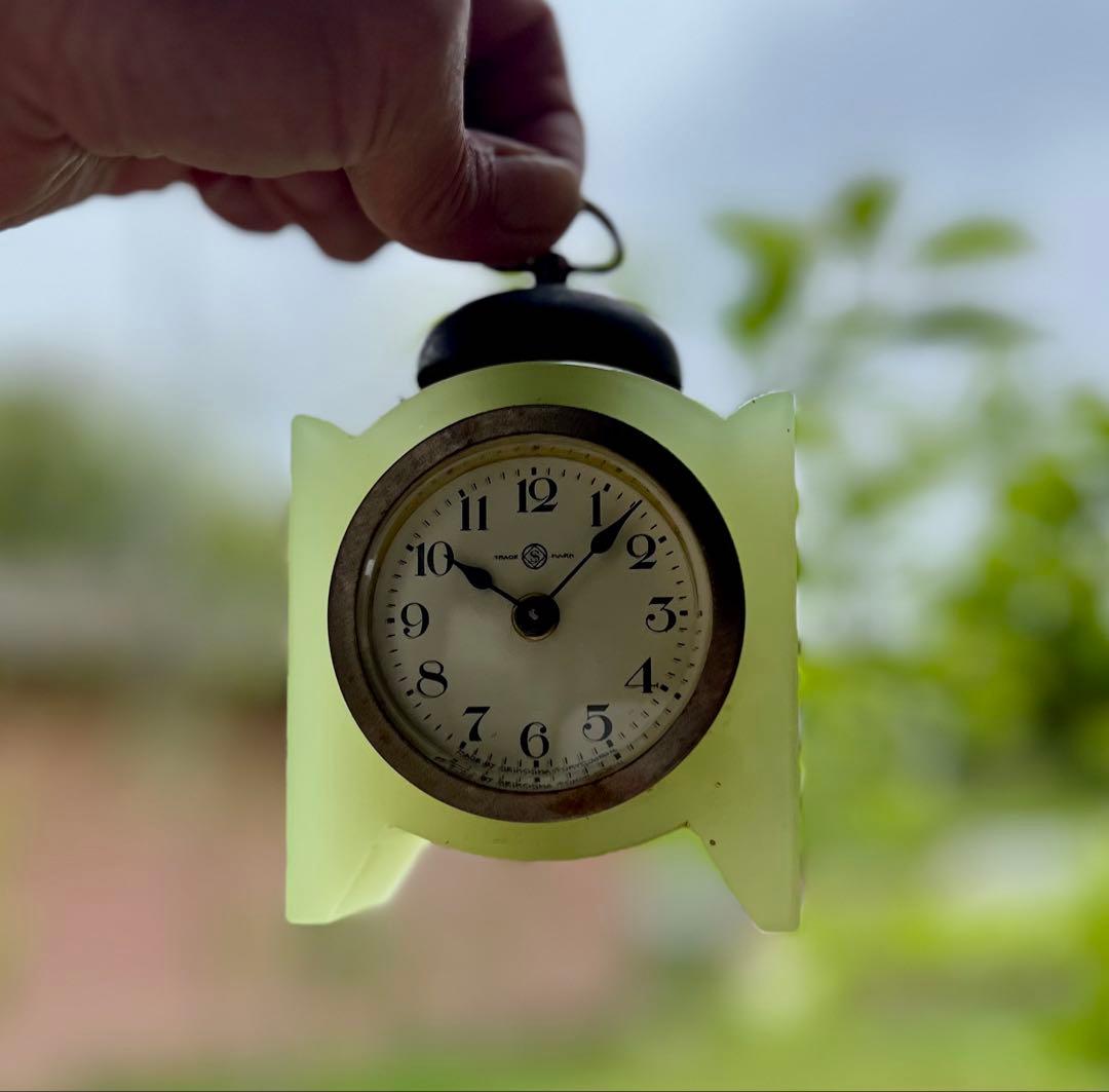 ウランガラス　精工舎　目覚まし時計　置時計　SEIKOSHA 和ガラス　レトロ