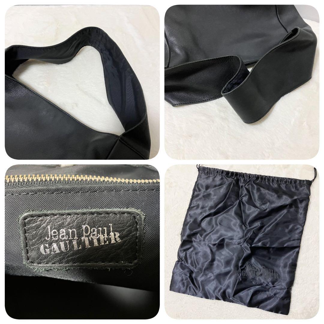 収納袋 Jean Paul Gaultier ワンショルダーバッグ 黒 革 A4