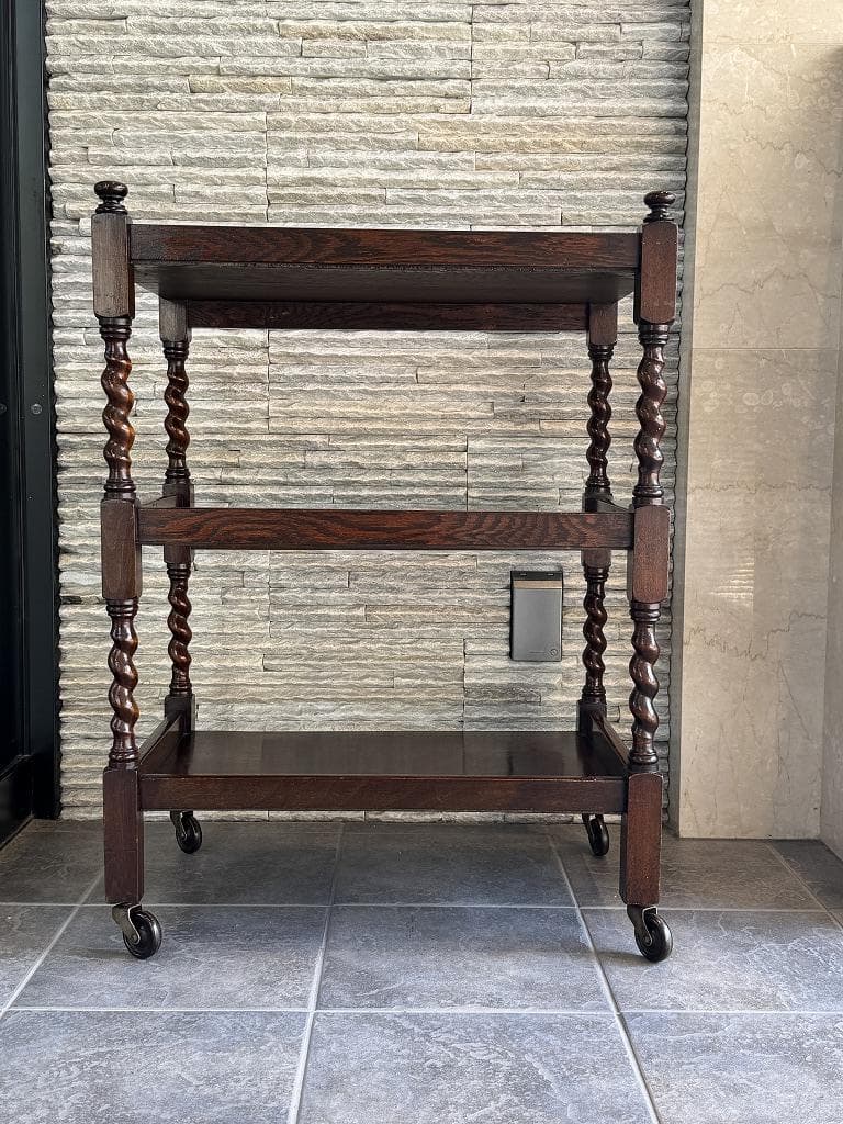 売約済み　英国　アンティーク トローリー メンテナンス済み　オーク材 ワゴン