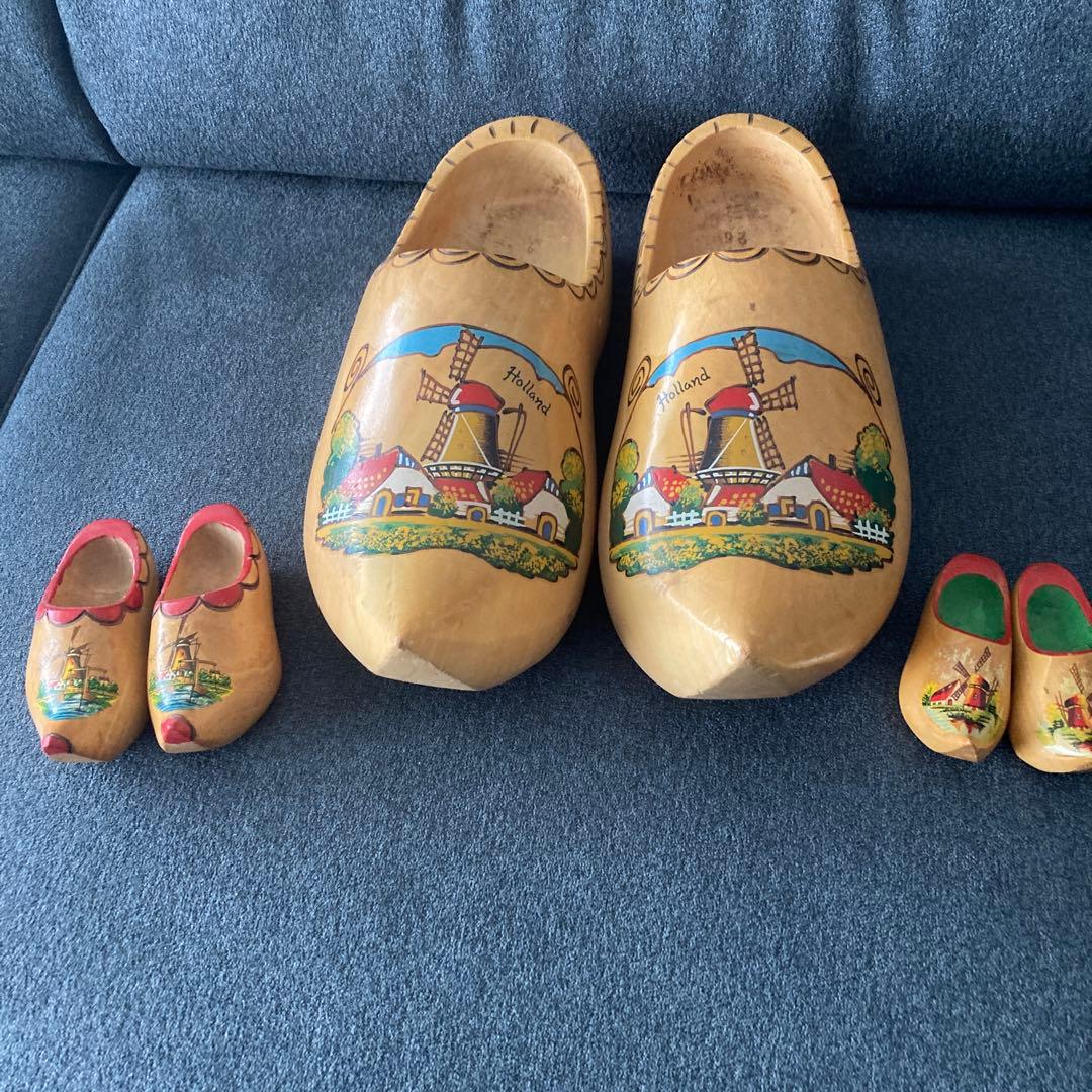 オランダ　大きな木靴1点と小さな木靴2点　インテリア