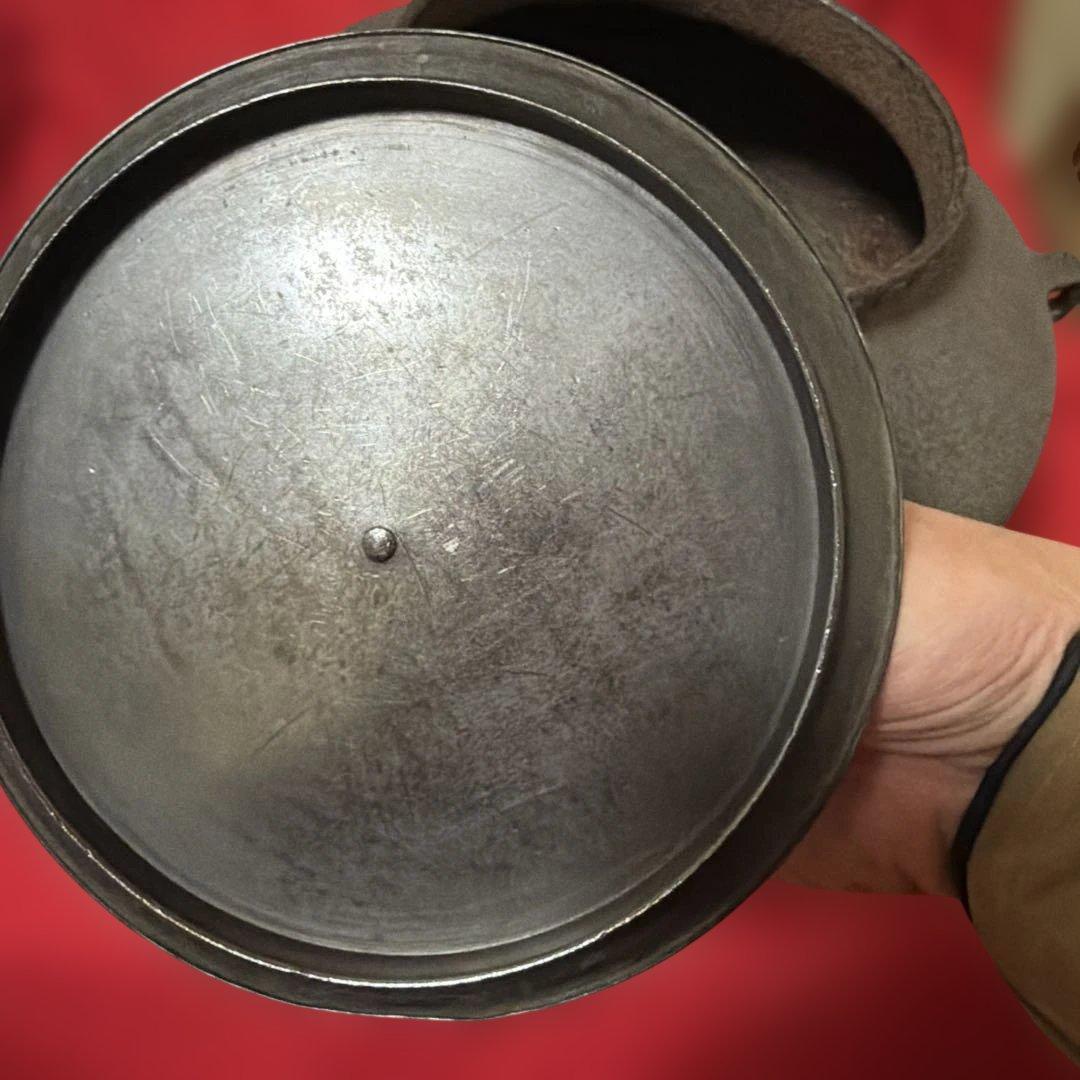 江戸中期　擂座釜　七代大西浄玄作　庄兵衞　鑑定箱書　共箱