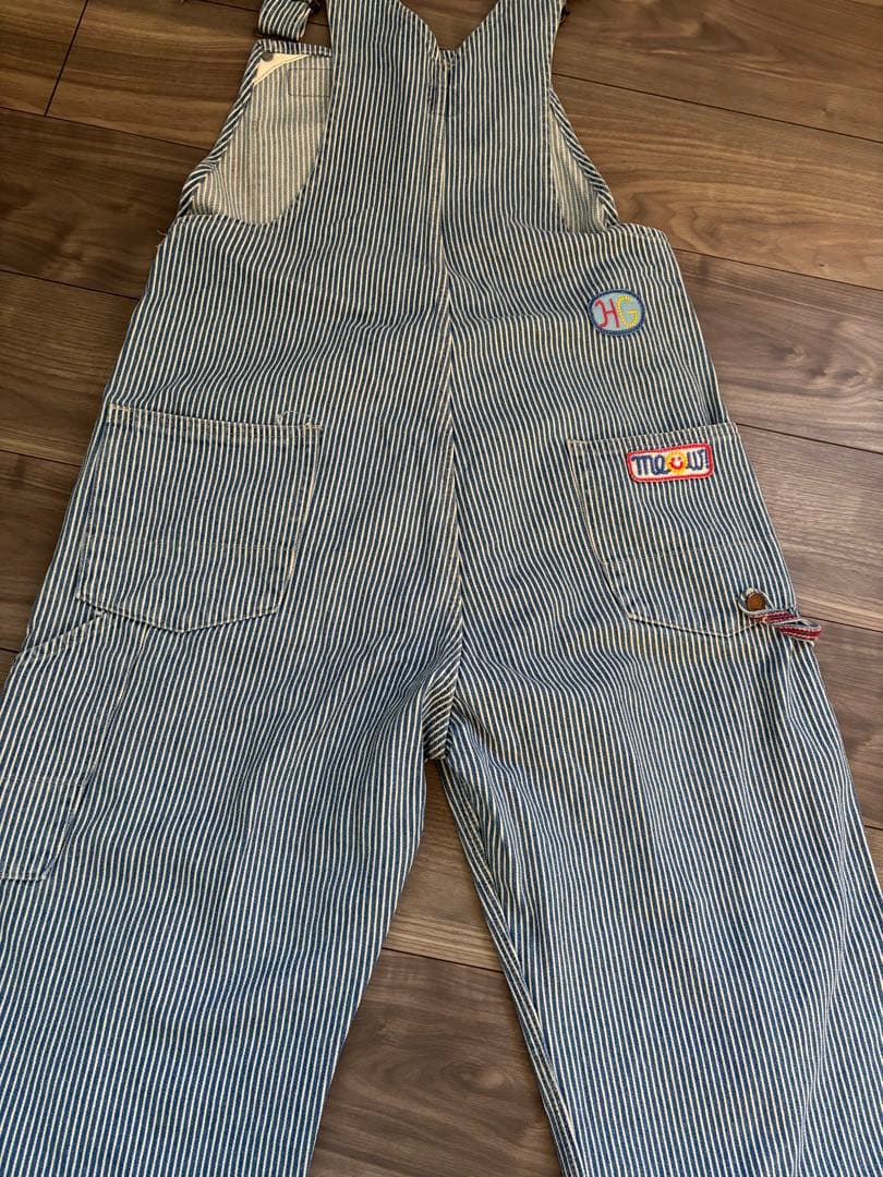 ビンテージヒステリックグラマーヒッコリーオーバーオール刺繍ワッペンストライプ