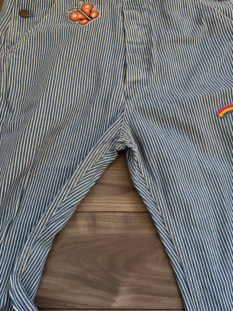 ビンテージヒステリックグラマーヒッコリーオーバーオール刺繍ワッペンストライプ