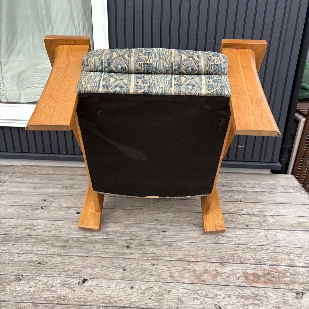 ② カリモク 木製アームチェア 1人掛けソファ 木製 北欧レトロ ファブリック