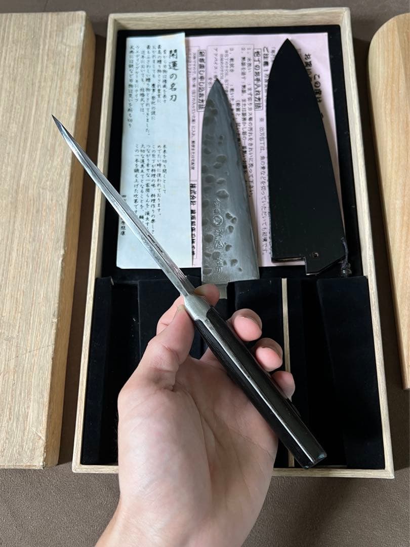 出刃包丁藤原照康ー杉本ー鍔屋-3本セット木鞘付き