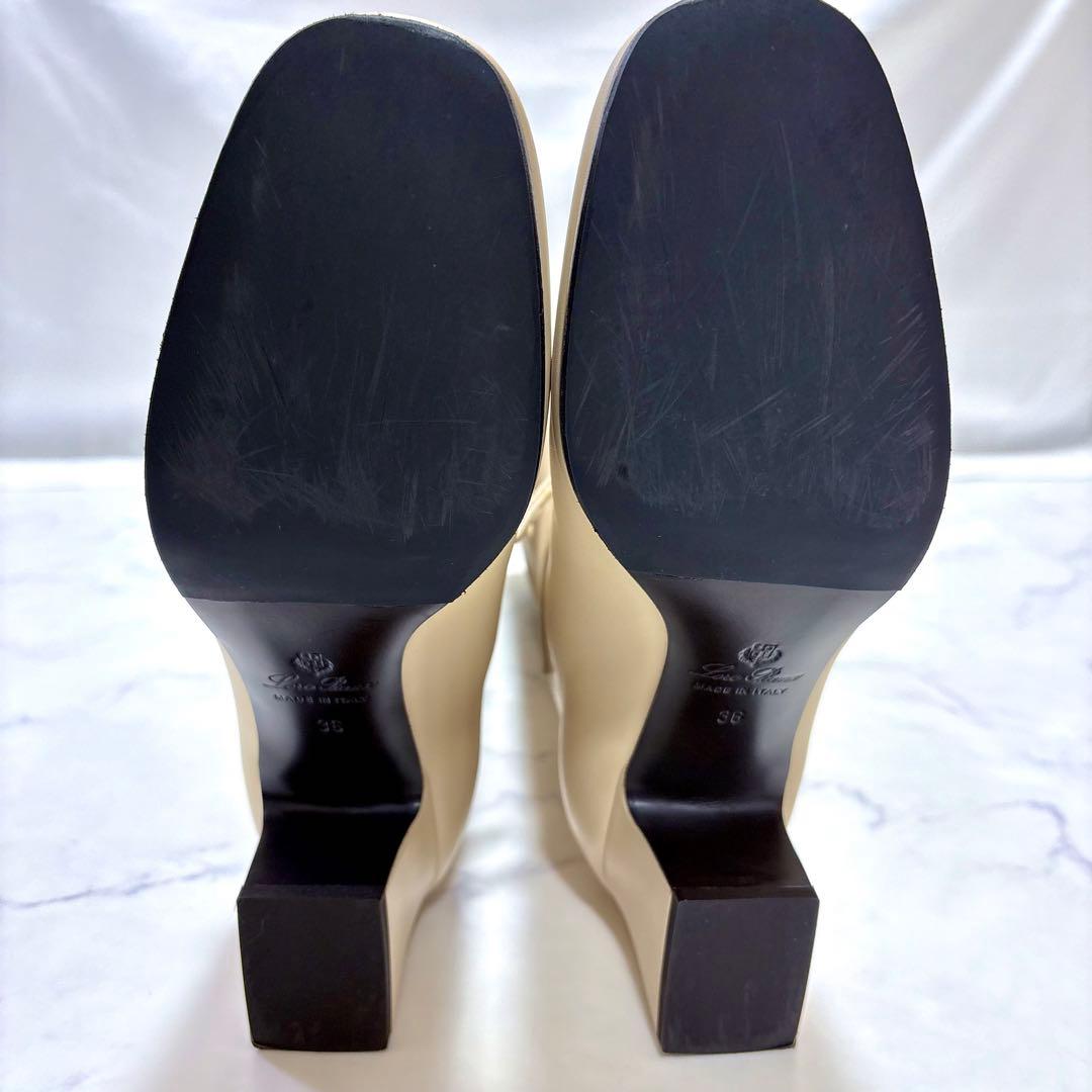 極美品 Loro Piana レザー ロングブーツ 23cm ベージュ 本革