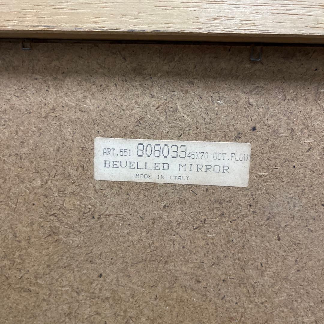 イタリア製　アンティーク　ウォール　ミラー　花柄装飾 八角形　壁掛け鏡