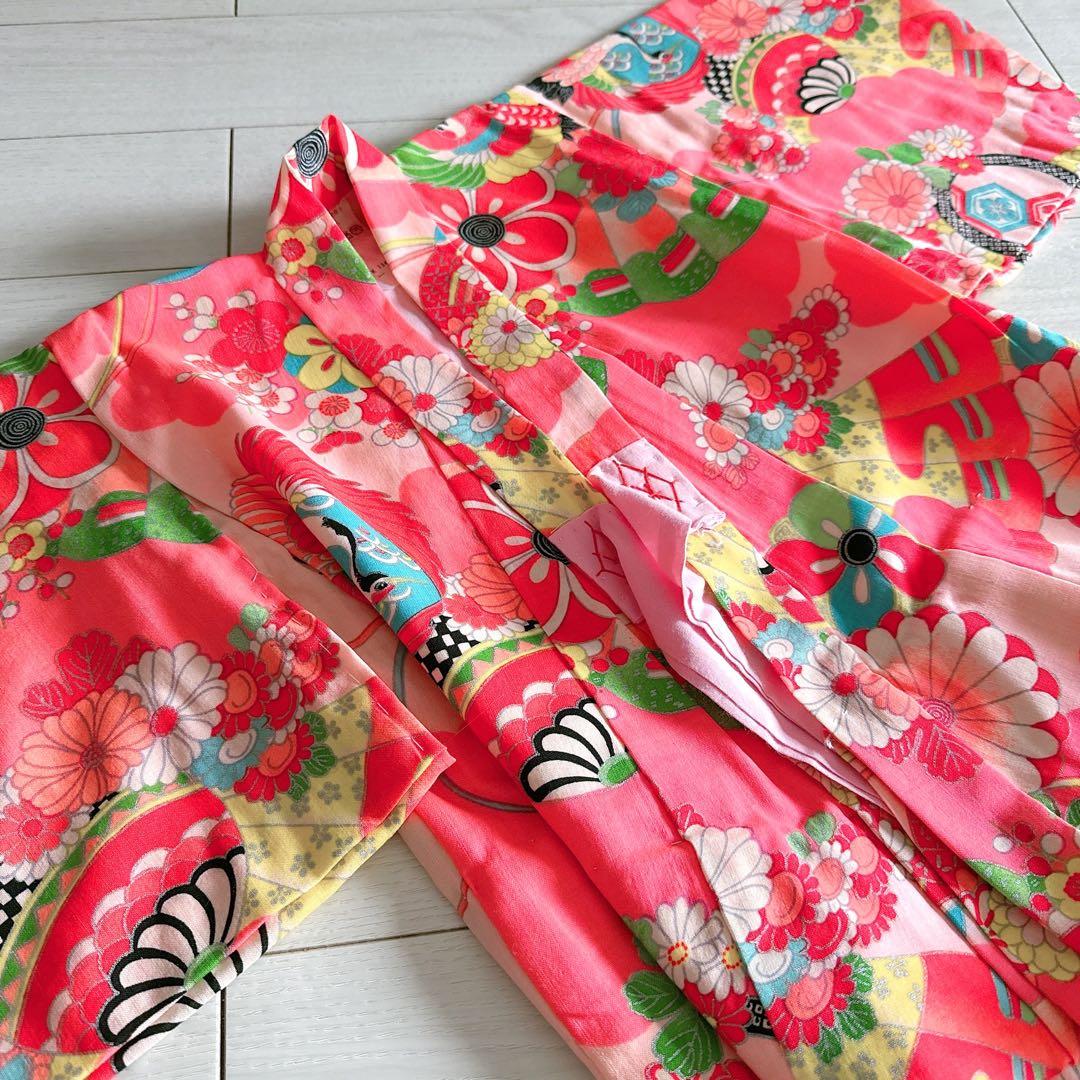 七五三　手縫い　レトロ　アンティーク　3歳用　着物　女児　女の子