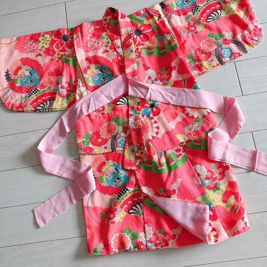 七五三　手縫い　レトロ　アンティーク　3歳用　着物　女児　女の子
