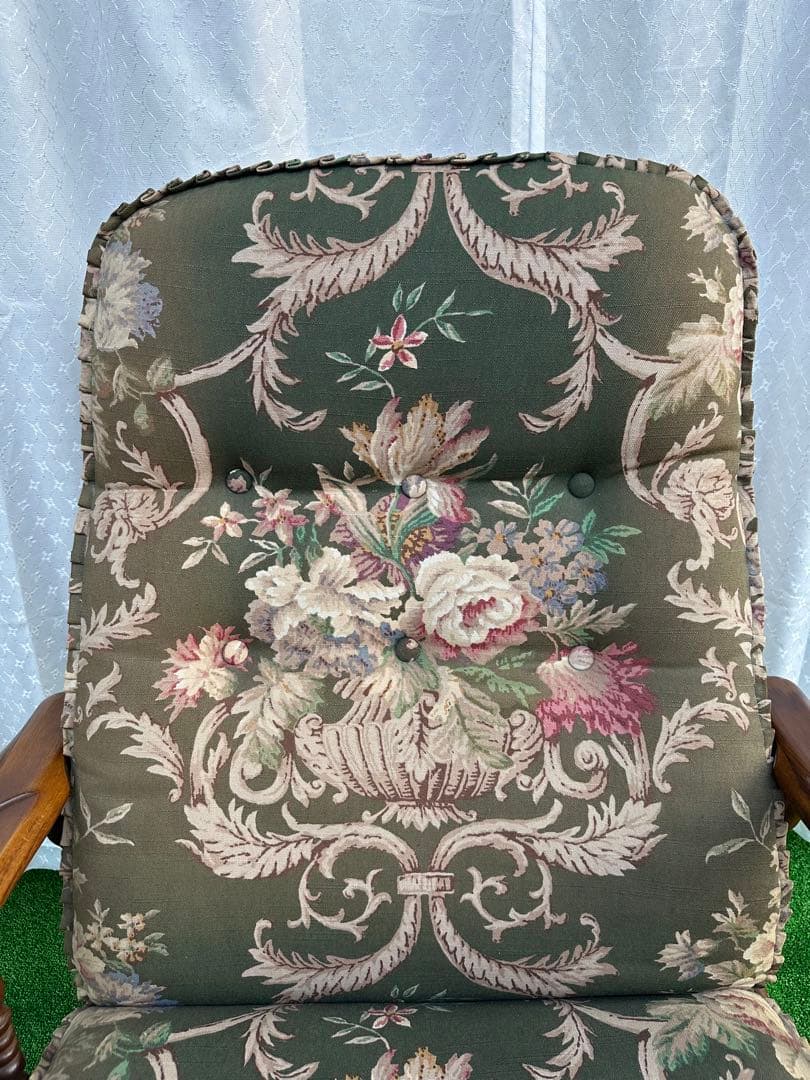 カリモク コロニアル クラシック花柄 リクライニングソファ 1人掛け i4-2※