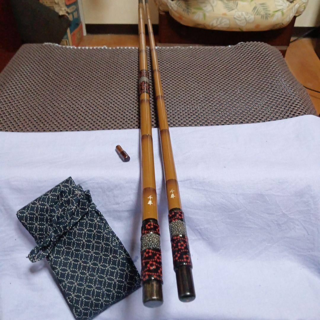 かちどき千尋別作小仕舞二本物カスタム鮫皮へら竿・へら鮒・ヘラブナ・竿掛け