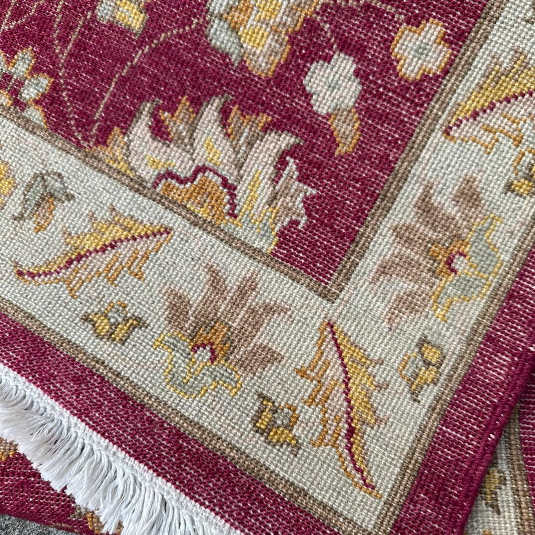 123x76cmペルシャ絨毯可愛い色合い玄関マット手織り絨毯