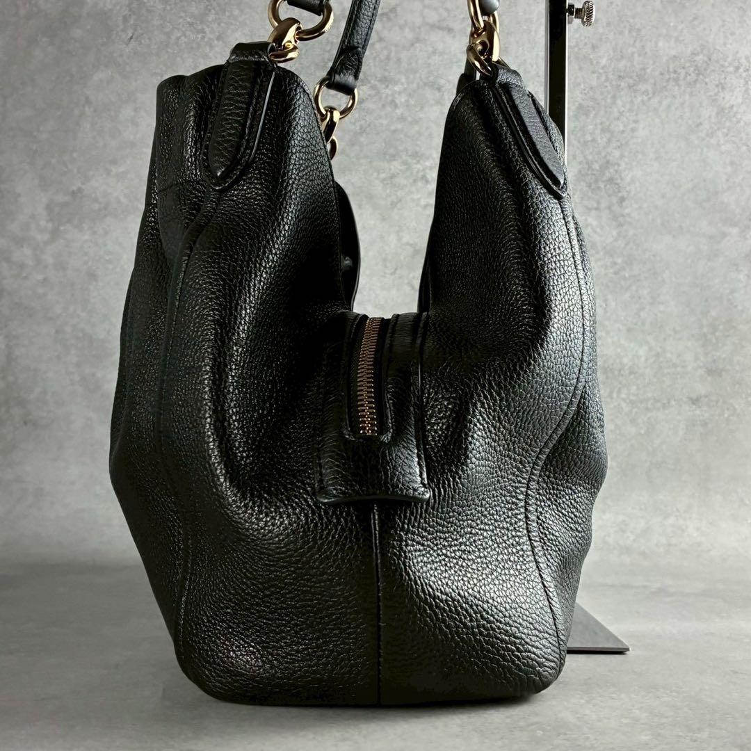 ✨極美品✨コーチ　マヤ　ショルダーバッグ　肩かけ　巾着　ギャザー　レザー　黒