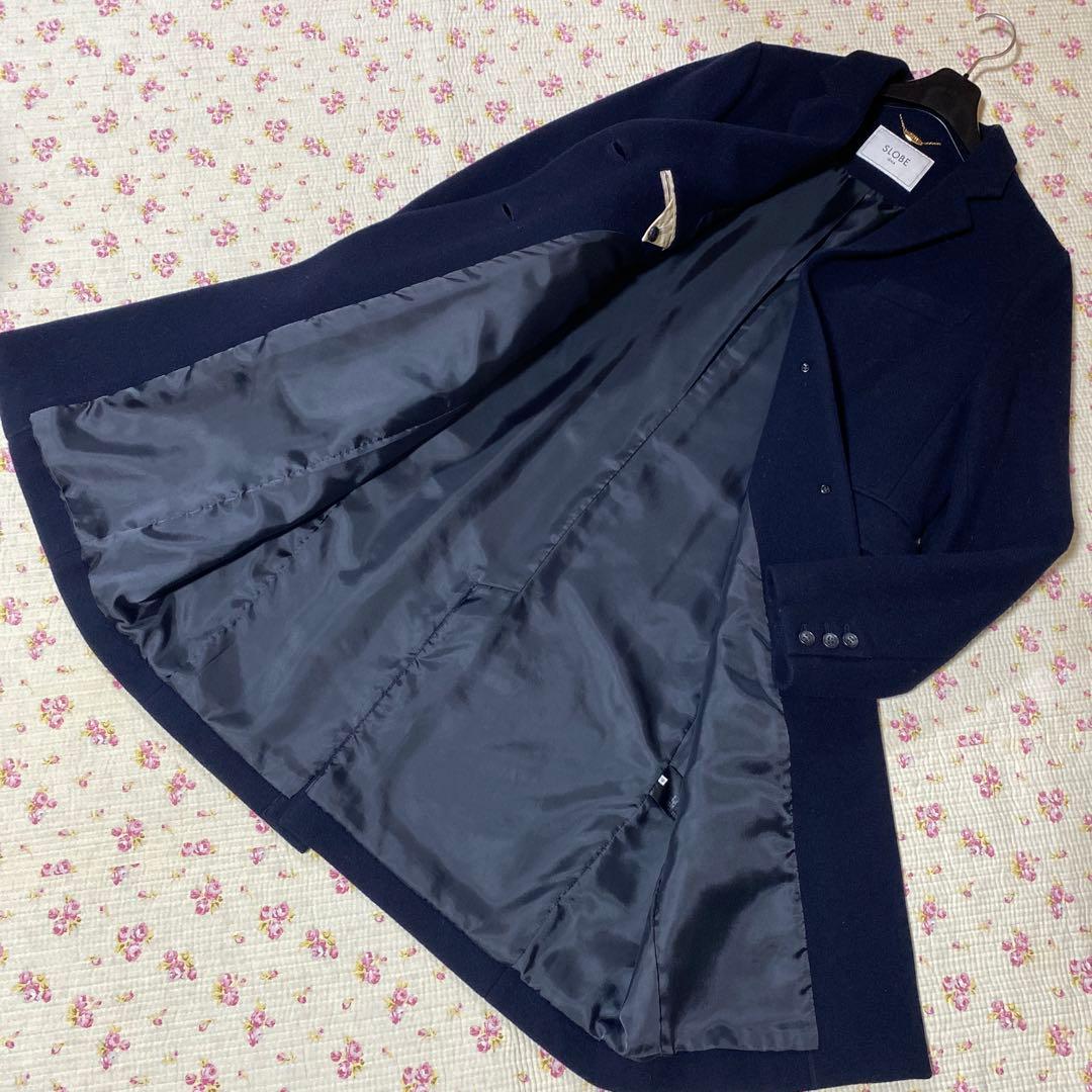 スローブイエナ 40 ロングコート ウール 濃紺 ネイビー DMW