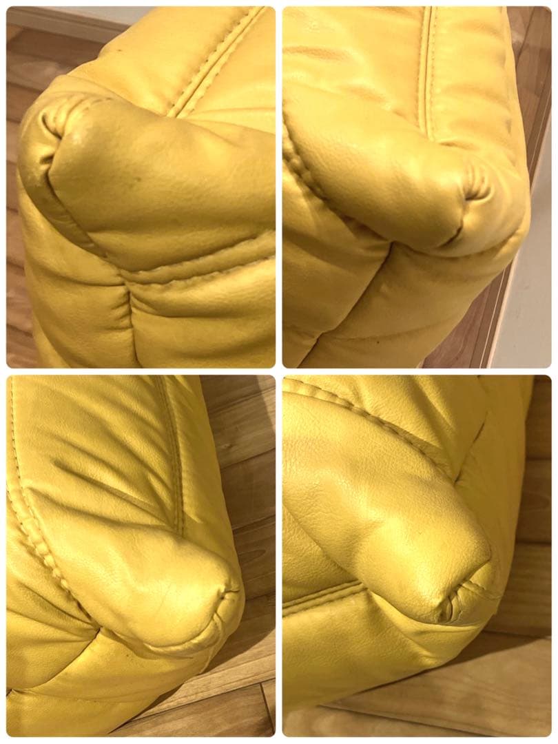 ligne roset togo 1P 本革 レザー ヴィンテージ ソファ　黄色