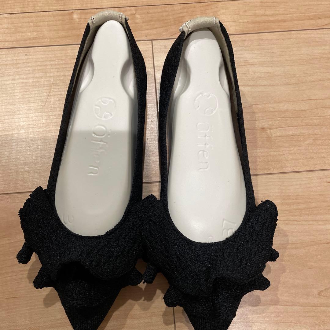 オッフェンOffen pointed-FRINフラットシューズ　ブラック 37