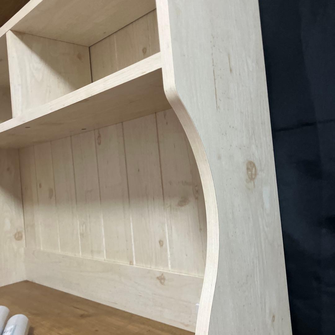 木製デスク 棚付き 2引き出し リメイクシート付き 値下げ⭕️気軽にどうぞ！