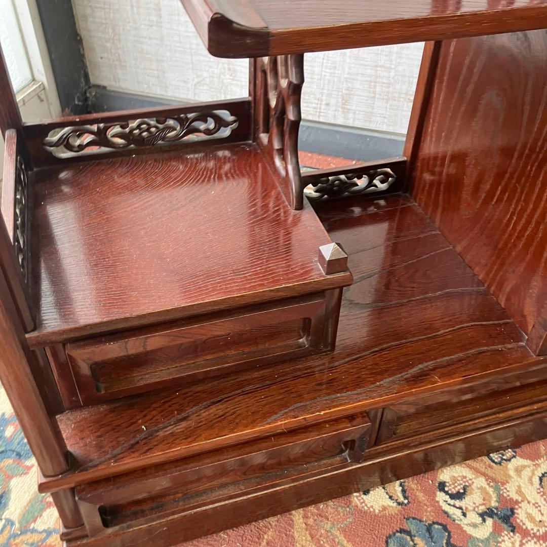 唐木家具 茶箪笥 飾り棚 中国骨董 唐草彫り サイドボード ビンテージ