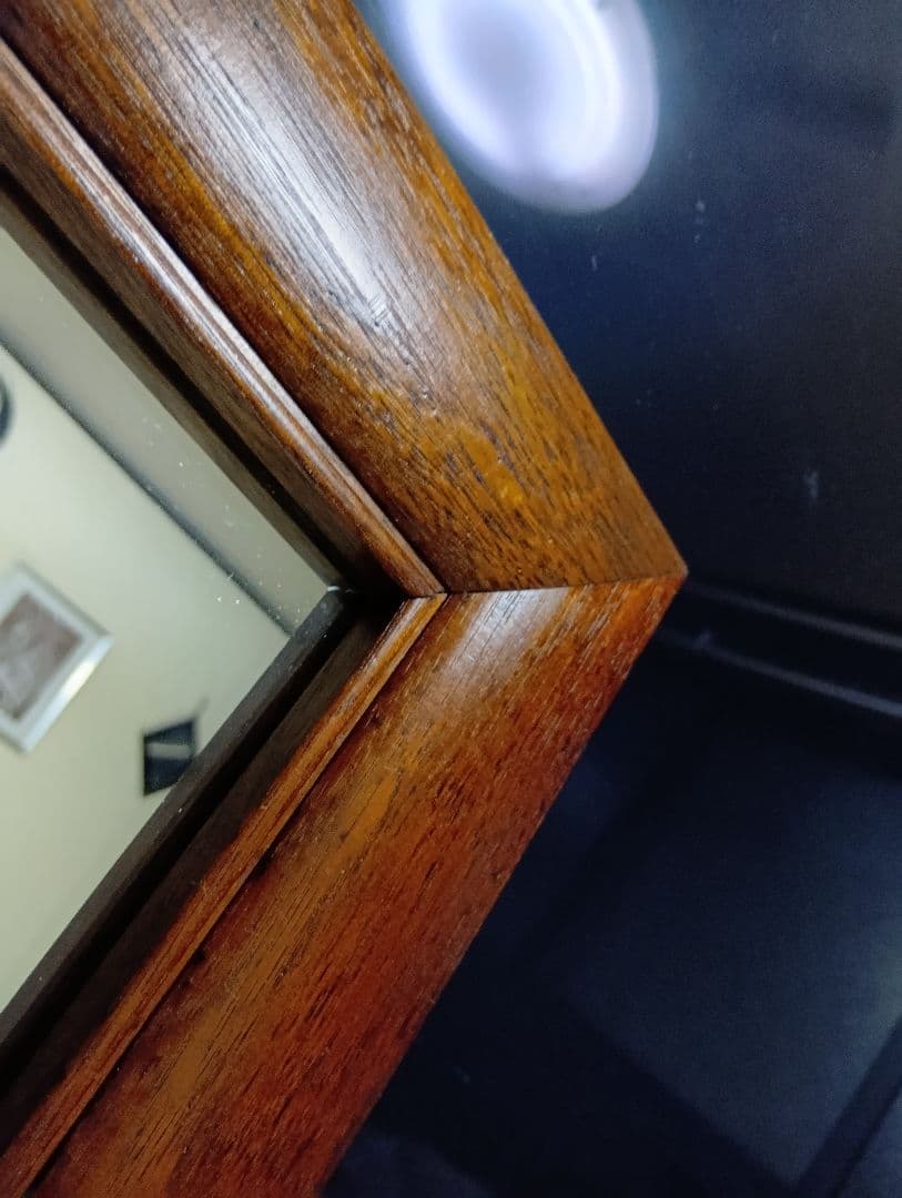 希少　1960's　デンマーク　チーク　無垢材　ラウンドフレーム　ミラー