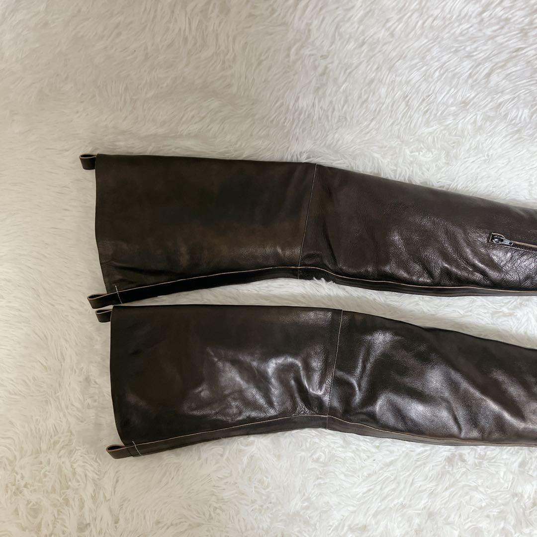 【定価18万】希少 美品 マルジェラ MM6 サイハイ ロングブーツ レザー 黒