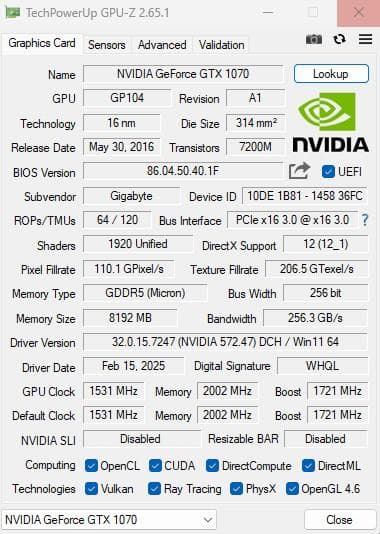 グラフィックボード・グラボ・ビデオカード GIGABYTE GTX 1070 OC Edition VR Ready