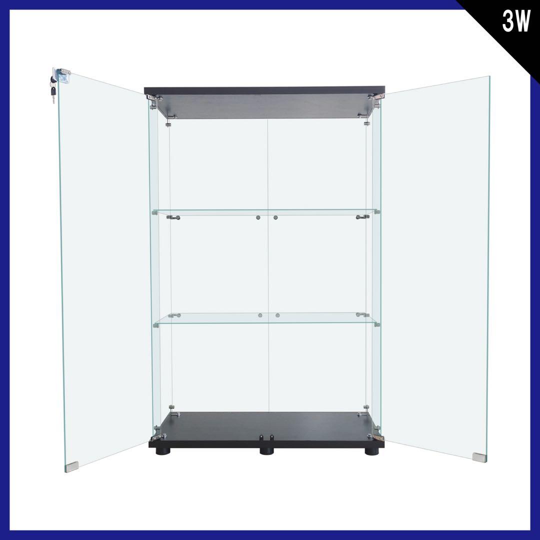 【新品】フィギュア棚　コレクションケース　ガラスディスプレイ　3段ワイド黒