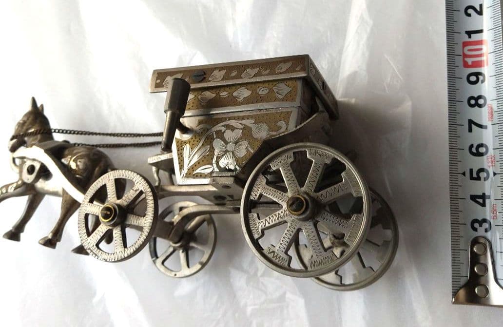 レア【アンティーク】馬車型 オルゴール 小物入れ 英国 イギリス 印度製