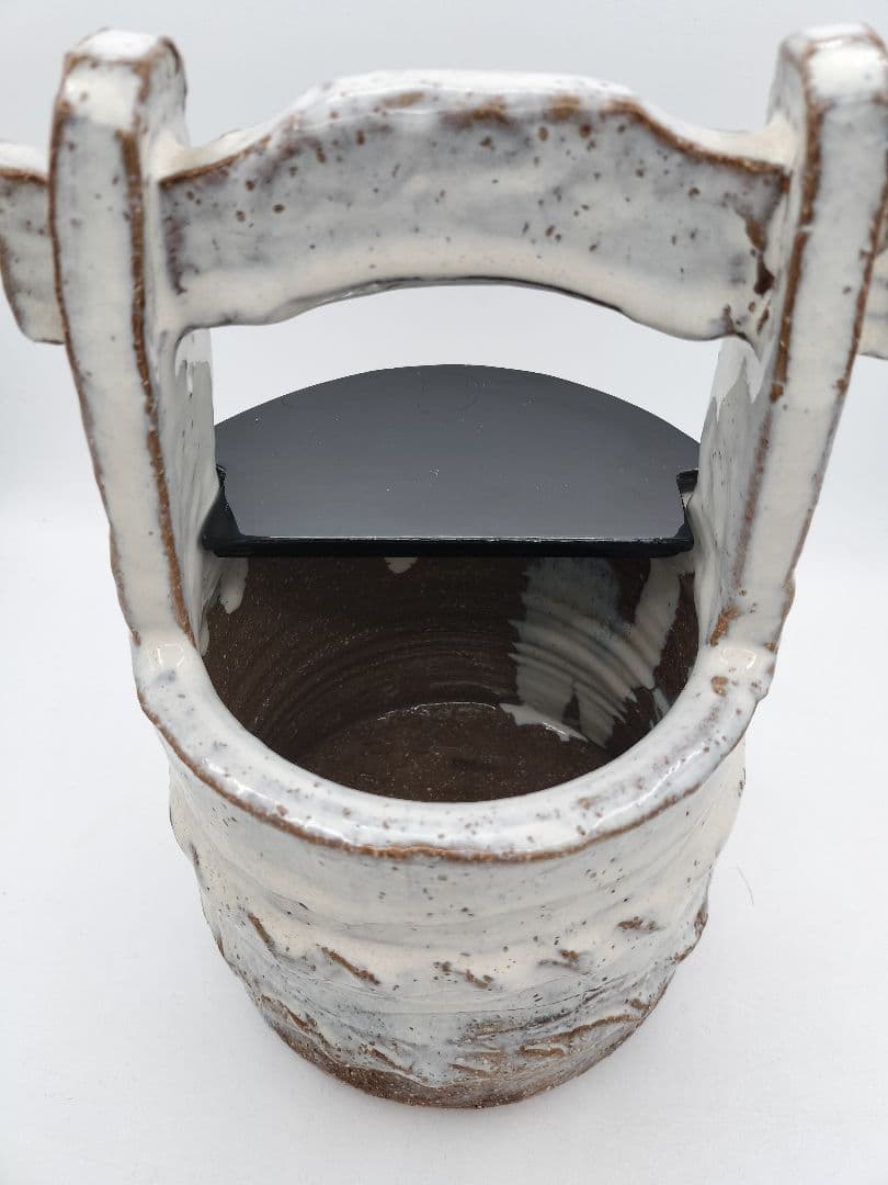 c912 水指 萩手桶割蓋付 司希衛門 木箱 茶道具 古物