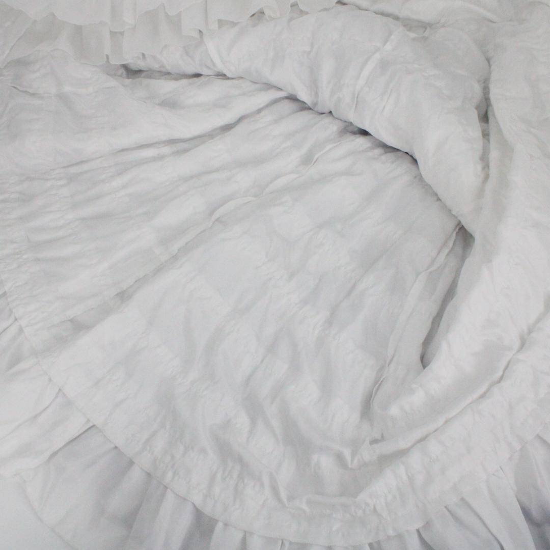 【フラメンコ衣装 ツーピースセット】光沢ブルー×光沢ホワイト　ブラウス ファルダ