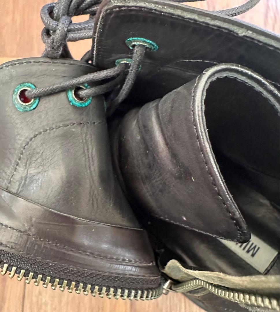 MIHARA YASUHIROブーツ　ブラックレザーウェッジソール