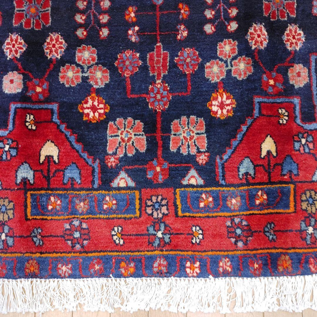 ペルシャ絨毯 205x135 手織り 美術品 草木染 ハマダン産クリーニング済み