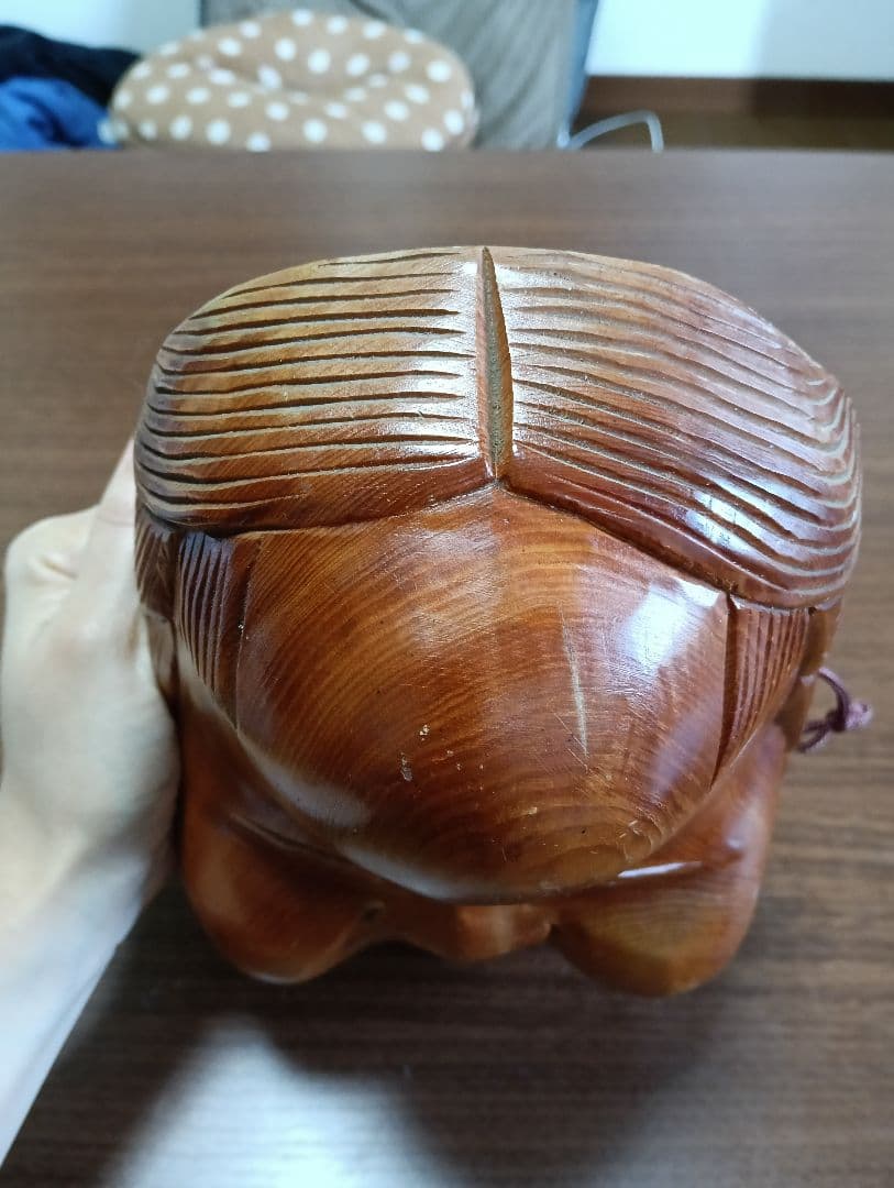 骨董　木製面　おかめ 　縁起物　手掘り　木彫り　壁掛け　お面