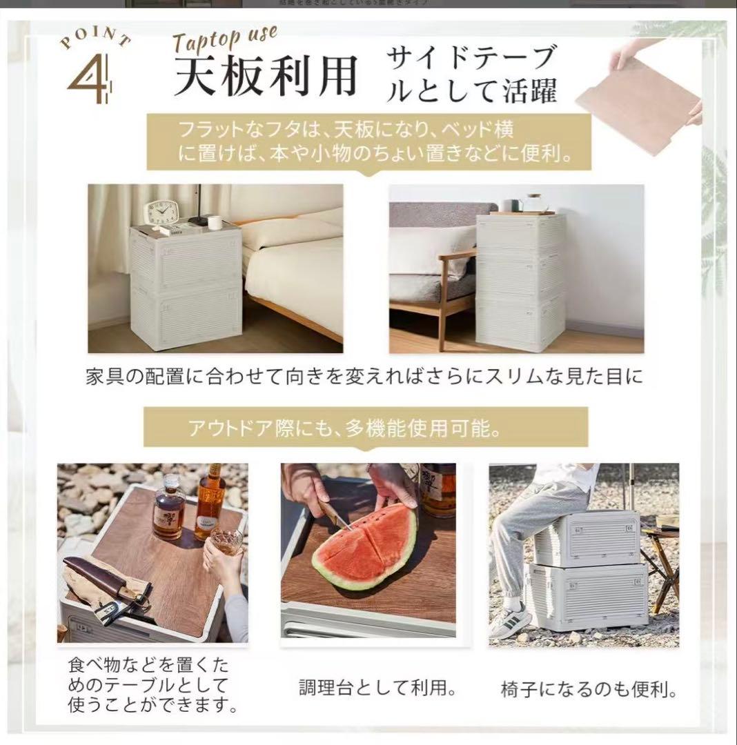 収納ボックス 折りたたみ コンテナ　収納ケース キャスター付 白 5個