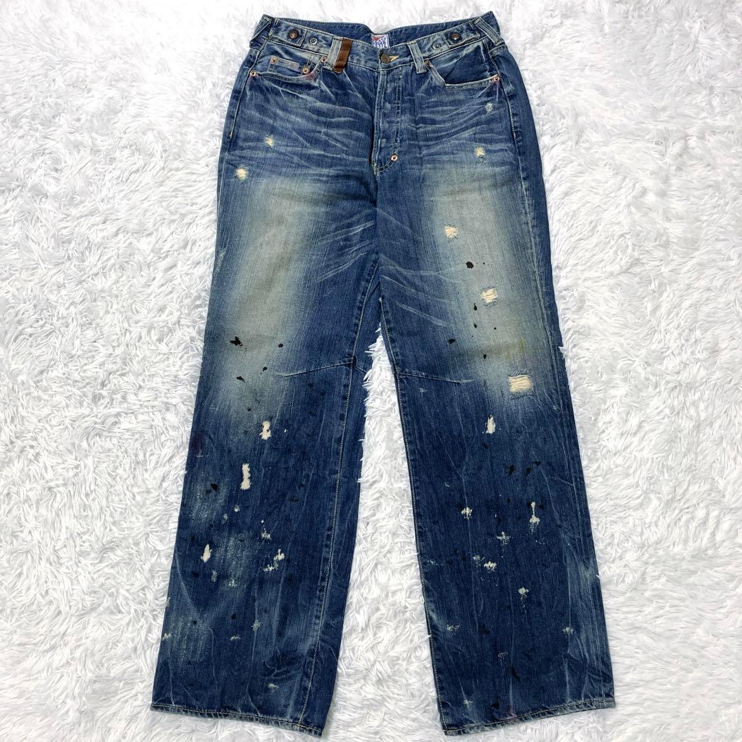 超レア✨　Prps　紫製品　W32　デニムパンツ　ペイント　ダメージ加工　ハラコ